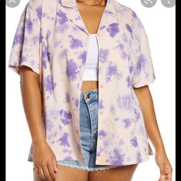 BP Purple and Cream Button Down Shirt - Picture 2 of 6